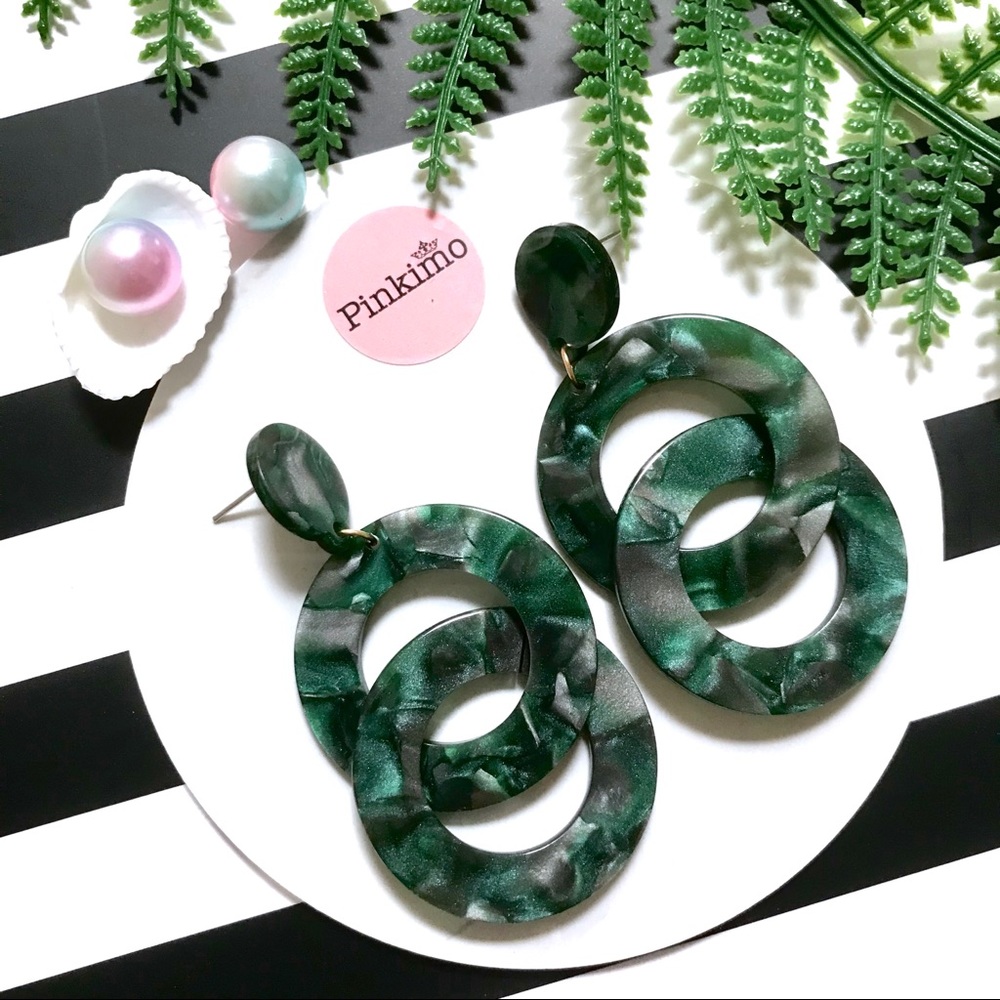 Double Rings Acrylic Resin Earrings